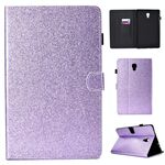 Per Galaxy Tab A 10.5 T590 Custodia in pelle con flip orizzontale in polvere glitterata con supporto e slot per schede (viola)