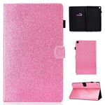 Per Galaxy Tab S5e T720 Custodia in pelle con flip orizzontale in polvere glitterata con supporto e slot per schede (rosa)