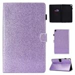 Per Galaxy Tab S5e T720 Custodia in pelle con flip orizzontale in polvere glitterata con supporto e slot per schede (viola)