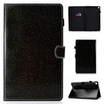 Per Galaxy Tab S5e T720 Custodia in pelle con flip orizzontale in polvere glitterata con supporto e slot per schede (nero)