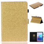 Per Galaxy Tab S6 T860 Custodia in pelle con vibrazione orizzontale in polvere glitterata verniciata con supporto e slot per schede (oro)