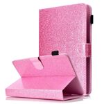 Custodia in pelle con vibrazione orizzontale per tablet da 8 pollici con vernice lucida in polvere glitterata con supporto e slot per schede (rosa)