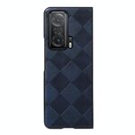 Per Honor Magic V tessere plaid PU custodia del telefono (blu)