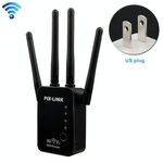 Ripetitore Wireless Smart WiFi Router con 4 Antenne WiFi, Specifiche Spina: Spina USA (Nera)