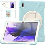 Per Samsung Galaxy Tab S7 Fe 5G 12.4 T730 Custodia protettiva in silicone + PC con supporto e tracolla (blu ghiaccio)