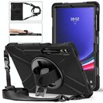 Per Samsung Galaxy Tab S7 FE 5G 12.4 T730 Custodia protettiva in silicone + PC con supporto e tracolla (nero)