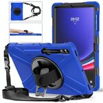 Per Samsung Galaxy Tab S7 FE 5G 12.4 T730 Custodia protettiva in silicone + PC con supporto e tracolla (blu)