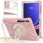 Per Samsung Galaxy Tab S7 FE 5G 12.4 T730 Custodia protettiva in silicone + PC con supporto e tracolla (oro rosa)