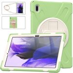 Per Samsung Galaxy Tab S7 FE 5G 12.4 T730 Custodia protettiva in silicone + PC con supporto e tracolla (Matcha Green)
