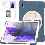 Per Samsung Galaxy Tab S7 FE 5G 12.4 T730 Custodia protettiva in silicone + PC con supporto e tracolla (fiordaliso blu)