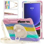 Per Samsung Galaxy Tab S7 FE 5G 12.4 T730 Custodia protettiva in silicone + PC con supporto e tracolla (colorato rosa)