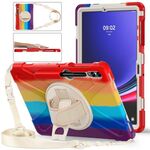 Per Samsung Galaxy Tab S7 FE 5G 12.4 T730 Custodia protettiva in silicone + PC con supporto e tracolla (rosso colorato)