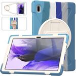 Per Samsung Galaxy Tab S7 FE T730 / S7+ / S9+ /S8+ Custodia protettiva in silicone + PC con supporto e tracolla (colorato blu)