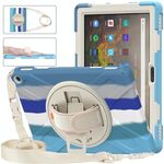Per Amazon Kindle Fire HD 10 2021 Custodia protettiva in silicone + PC con supporto e tracolla (colorato blu)