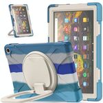 Custodia protettiva in silicone + PC con supporto e tracolla per Amazon Kindle Fire HD 10 2021 (colorato blu)
