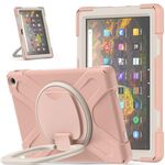 Custodia protettiva in silicone + PC con supporto e tracolla per Amazon Kindle Fire HD 10 2021 (oro rosa)