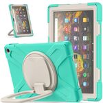 Custodia protettiva in silicone + PC con supporto e tracolla per Amazon Kindle Fire HD 10 2021 (Mint Green)