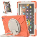 Custodia protettiva in silicone + PC con supporto e tracolla per Amazon Kindle Fire HD 10 2021 (Corallo vivente)