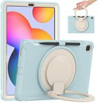 Custodia protettiva in TPU + PC antiurto con rotazione a 360 gradi Pieghevole con manico Pieghevole Holder & Pen Slot per Samsung Galaxy Tab S6 Lite 10,4 pollici P610 (ghiaccio cristallino blu)