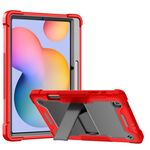 Per Samsung Galaxy Tab S6 Lite Silicone + PC Cassa protettiva antiurto con supporto (rosso + nero)