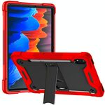 Per Samsung Galaxy Tab S8 / Galaxy Tab S7 Silicone + PC Cassa protettiva antiurto con supporto (rosso + nero)