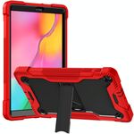 Per Samsung Galaxy Tab A 10.1 (2019) Custodia protettiva antiurto in silicone + PC con supporto (rosso + nero)