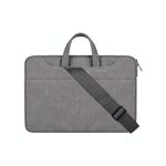 ST06SDJ Borsa per laptop business PU smerigliato con tracolla staccabile, dimensioni: 15,6 pollici (grigio scuro)