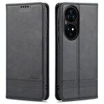 Per Huawei P50 Pro Azns magnetico texture di vitello a vitello orizzontale in pelle flip con slot per schede e portafogli e portafoglio (nero)