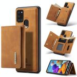 Per Samsung Galaxy A21s DG.MING M1 Series 3-Fold Multi Card Wallet Cover posteriore Custodia antiurto con funzione di supporto (marrone)