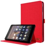 Per Amazon Kindle Fire HD 10 2021 orizzontale Flip TPU + Tessuto PU Custodia protettiva in pelle PU con clip per scheda nome (rosso)