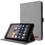 Per Amazon Kindle Fire HD 10 2021 orizzontale Flip TPU + Cassa protettiva in pelle PU in pelle con clip per carta Nome (grigio)