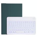 Per Lenovo Pad Plus 11 pollici TB-J607F / TAB P11 P11 11 pollici TB-J606F / PAD 11 pollice YAM12 retroilluminazione stile agnello in pelle di agnello rimovibile rotondo tasto tastiera Bluetooth custodia in pelle con supporto (verde scuro)