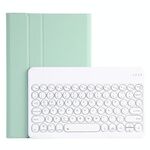 Per Lenovo Pad Plus 11 pollici TB-J607F / TAB P11 P11 11 pollici TB-J606F / PAD 11 pollice YAM12 retroilluminazione stile agnello in pelle di agnello rimovibile rotondo tasto tastiera Bluetooth custodia in pelle con supporto (verde chiaro)