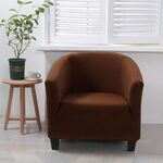 Coperchio di divano stampato a semicerchio singolo all-inclusive elastico (caffè)