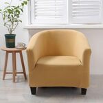 Coperchio del divano stampato a semicerchio a semicerchio all-inclusive elastico (beige)