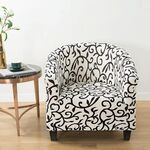Copertura di divano stampata a semicerchio singolo all-inclusive elastico (in bianco e nero)