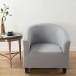 Coperchio di divano stampato a semicerchio singolo all-inclusive elastico (grigio)