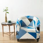 Coperchio di divano stampato a semicerchio a semicerchio all-inclusive elastico (blu)