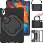 Per Lenovo Tab P11 Pro TB-J706F / Xiaoxin Pad Pro Silicone + custodia protettiva per PC con supporto e tracolla (nero)