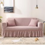 Soggiorno Stretch Copertura a copertura completa Skirt Style Sofa Cover, Dimensioni: DUBURE M 145-185CM (ROSA UNO COLORE)