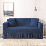 Soggiorno Stretch Copertura piena Gonna in stile Cover Style Cover, Dimensioni: DOUBLE M 145-185CM (Blu greco di un colore)