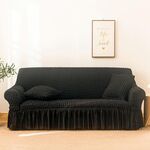 Soggiorno Stretch Copertura completa Skirt Style Sofa Cover, Dimensioni: DUBURE M 145-185CM (Nero di un colore)