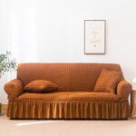 Soggiorno Stretch Copertura completa Gonna Stile Stile Cover, Dimensioni: DUBURE M 145-185CM (Giallo di senape di un colore)