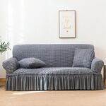 Soggiorno Stretch Copertura completa Skirt Style Style Sofa Coperchio, Dimensioni: DUBURE M 145-185CM (Grigio centrale di un colore)