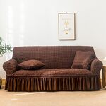 Soggiorno Stretch Copertura completa Skirt Style Style Sofa Coperchio, Dimensioni: DUBURE M 145-185CM (Caffè medio a un colore)