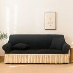 Soggiorno Stretch Copertura completa Gonna in stile Stile Cover, Dimensioni: DUBURE M 145-185CM (Bianco nero bianco)