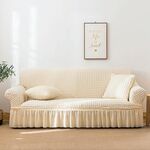 Soggiorno Stretch Copertura completa Skirt Style Sofa Cover, Dimensioni: DUBURE M 145-185CM (Wax White)