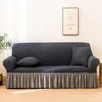 Soggiorno Stretch Copertura piena Gonna in stile Stile Cover, Dimensioni: Doppia M 145-185CM (grigio middle grigio scuro)