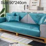 Pattern di piume Summer Ice Seta antiscivolo Piena copertura del divano della copertura, Dimensioni: 90x240cm (blu)