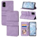 Per Samsung Galaxy A51 Berde magnetico a righe in rilievo in rilievo PU + TPU Custodia in pelle flip orizzontale con titolare e carta Slot & Portafoglio e cornice e fotogrammi per foto (viola)